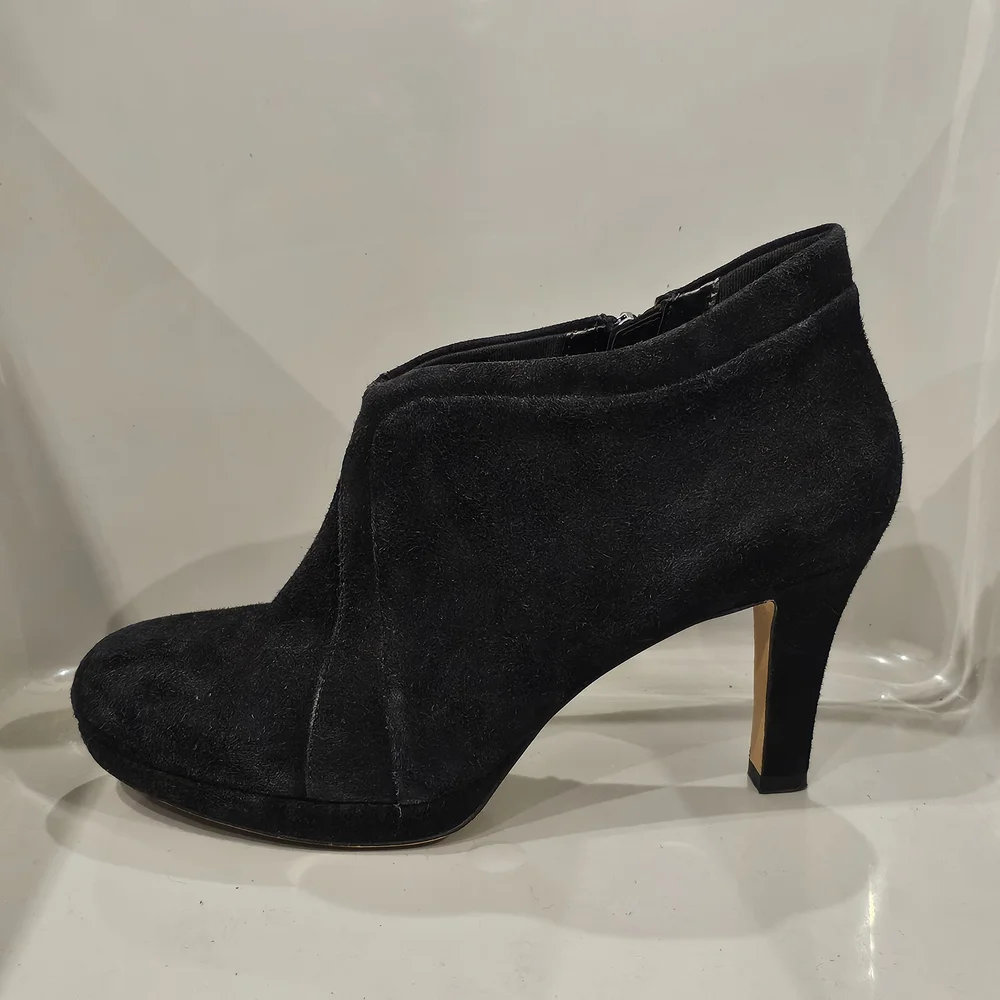 CLARKS Artisan Elegant Black Suede Ankle Booties